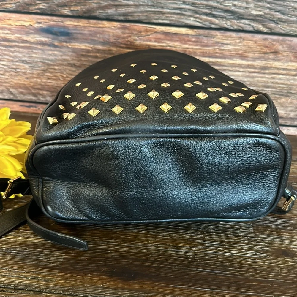 MICHAEL KORS Abbey Medium Studded Black Pebbled Leather Backpack!